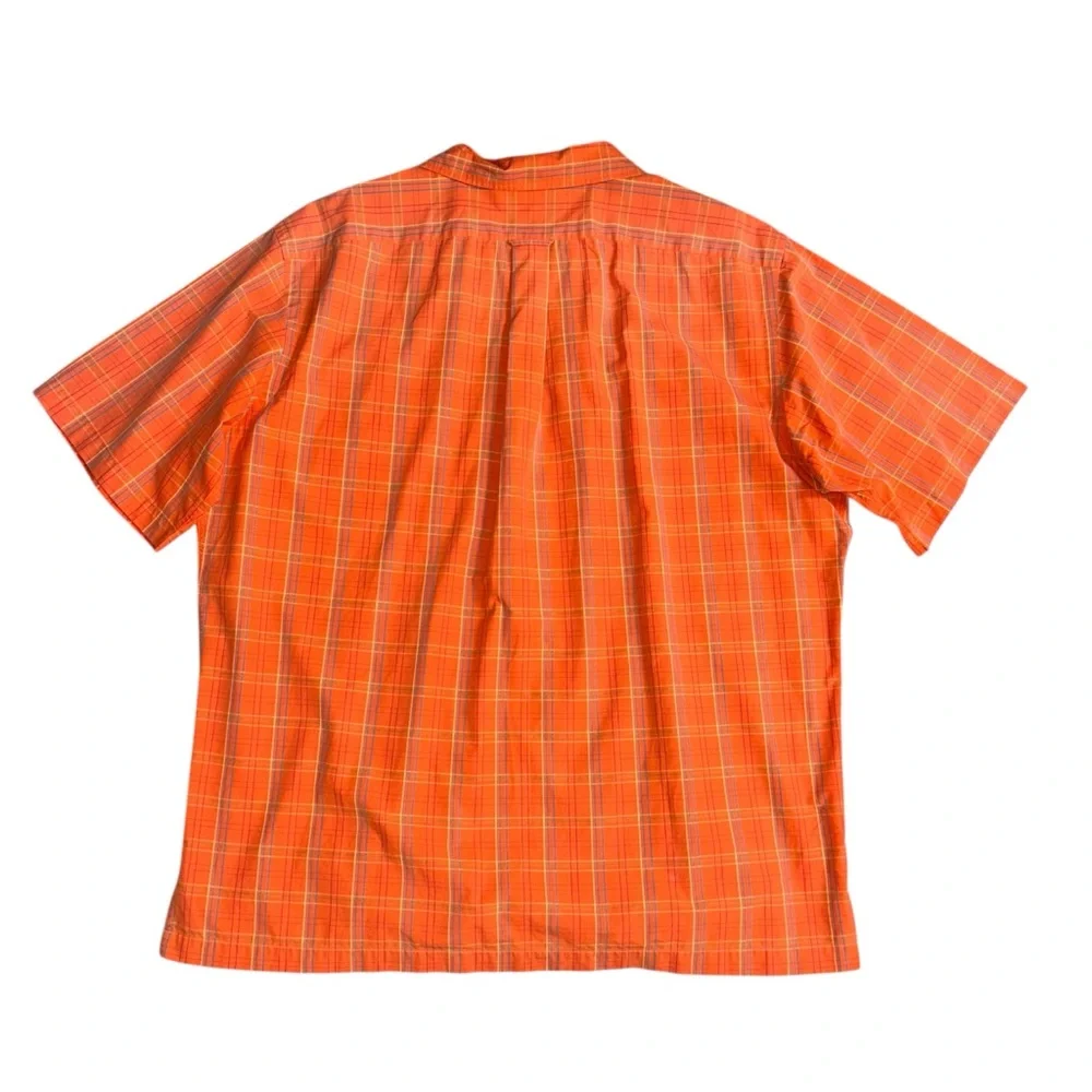 90S Polo By Ralph Lauren Orange Plaid Caldwell Open Collar Short
